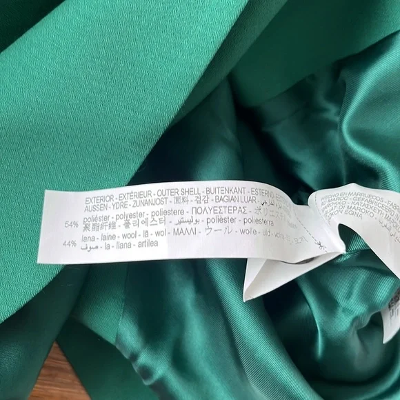 Zara Wool Blend Straight Cut Green Blazer 3 Button - Picture 15 of 15